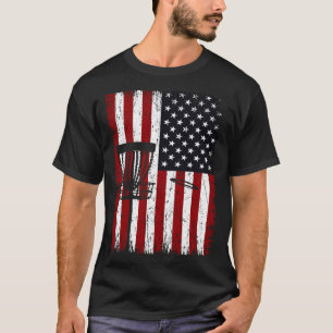 Cool Disc Golf Player Distressed USA American Flag T-Shirt