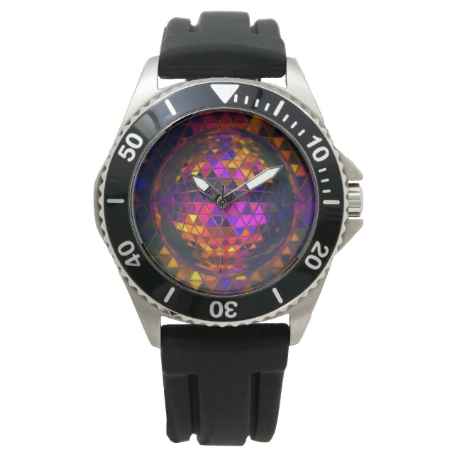 Cool Disco Ball Rainbow Stained Glass Print Watch (Front)