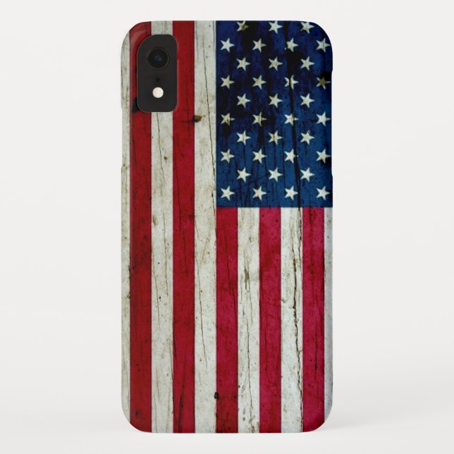 Cool Distressed American Flag Wood Rustic Case-Mate iPhone Case (Back)