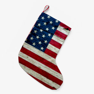 Cool Distressed American Flag Wood Rustic Small Christmas Stocking