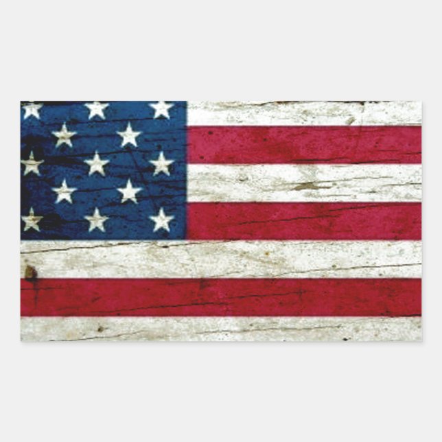 Cool Distressed American Flag Wood Rustic Sticker (Front)