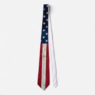 Cool Distressed American Flag Wood Rustic Tie