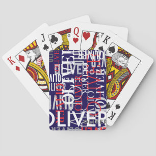 Cool Distressed Typography Pattern of Name Playing Cards