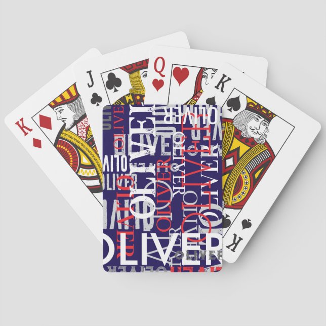 Cool Distressed Typography Pattern of Name Playing Cards (Back)
