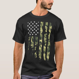 Cool Distressed Vintage American Usa Flag Duck Hun T-Shirt