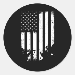 Cool Distressed Vintage Usa Flag Turkey Hunting Classic Round Sticker