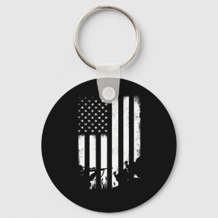 Cool Distressed Vintage Usa Flag Turkey Hunting Keychain