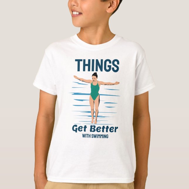 Cool Diving - Things Get Better With Swimming T-Shirt (Front)