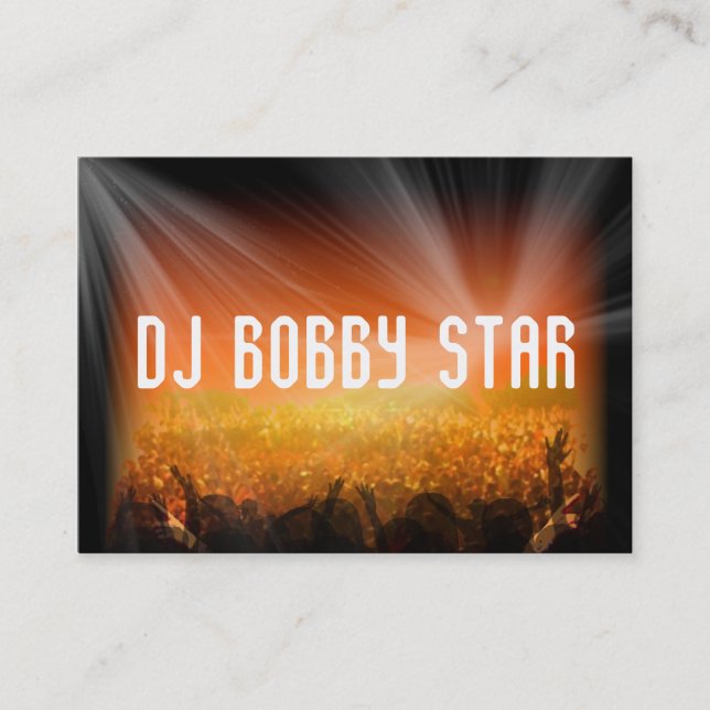 cool dj blue dancing crowd business card (Front)