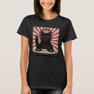 Cool DJ Cat with headphones Retro Vintage Music Lo T-Shirt