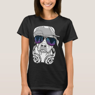 Cool DJ Dog with Sunglasses Headphones and Cap T-Shirt