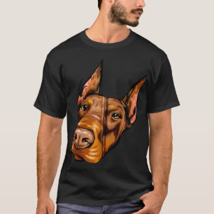 Cool Doberman Dog Face Zip  T-Shirt