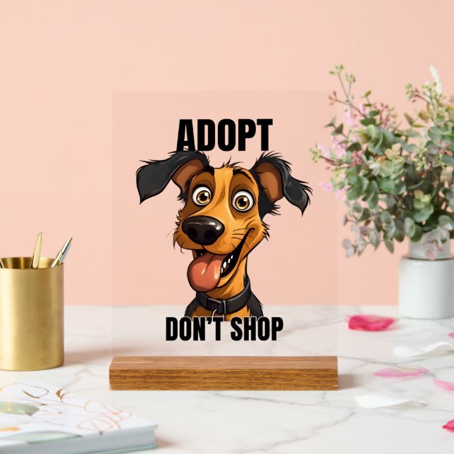 Cool dog adoption word art acrylic sign (Wedding)