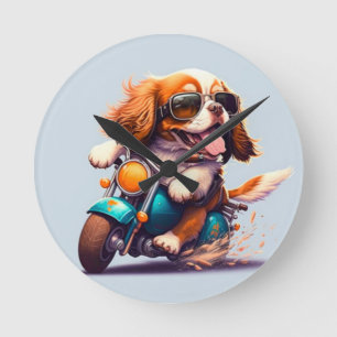 Cool dog biker,cute driving dog  wall clock