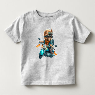 Cool dog biker, cute Yorkshire terrier dog driver Toddler T-shirt