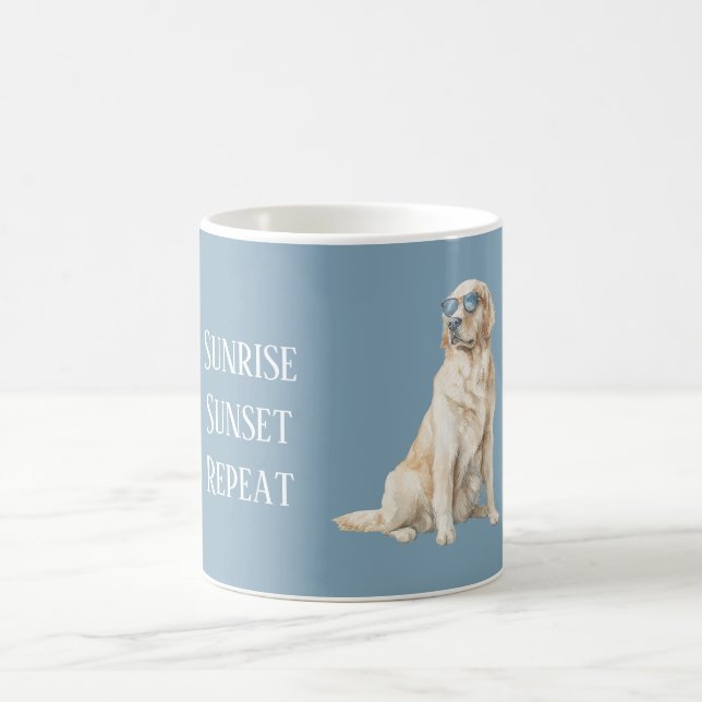 Cool Dog Blue Sunglasses Coffee Mug (Center)