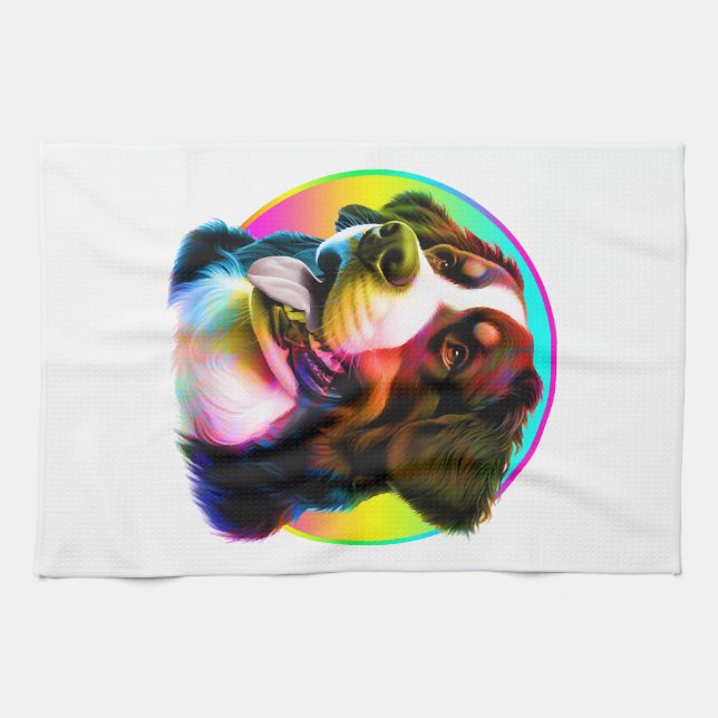 COOL DOG COLORFUL RAINBOW KITCHEN TOWEL (Horizontal)