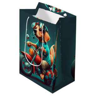 Cool dog driving a motorbike gift bag