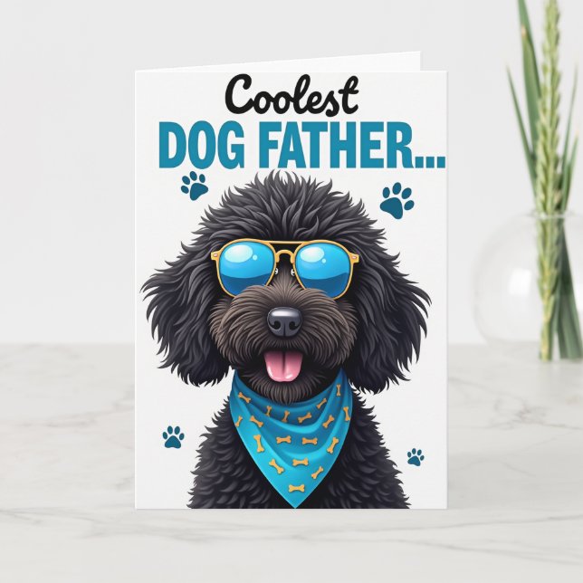 Cool Dog Father Teal Paw Prints Card (Front)