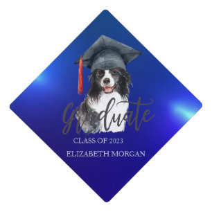 Cool Dog Grad Cap Blue Graduation