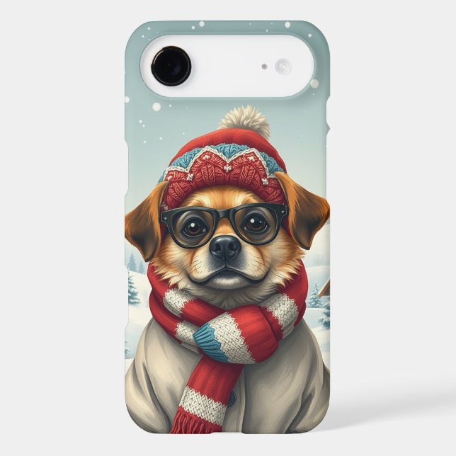 Cool Dog in Preppy Winter Attire and Hat   (Back)