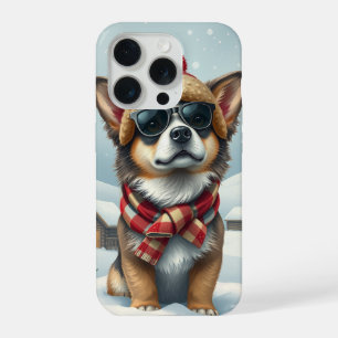 Cool Dog in Preppy Winter Attire and Hat iPhone 15 Pro Case