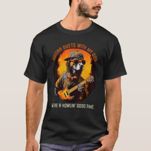 Cool Dog Jam with Guitar for Rock'n Roll Riffs and T-Shirt