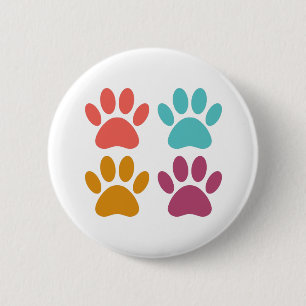 Cool Dog Paw Prints 2 Inch Round Button