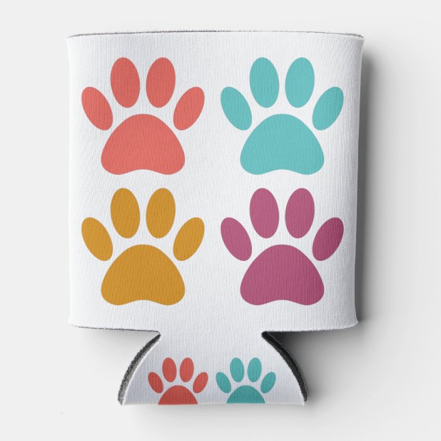 Cool Dog Paw Prints Can Cooler (Front)