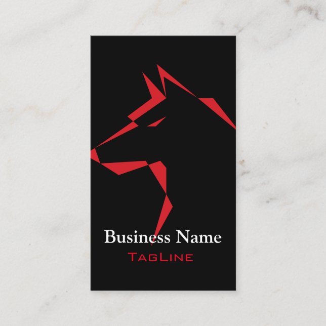 cool dog Red on Black Business Card (Front)