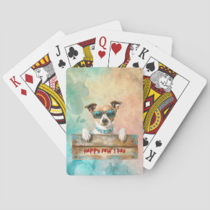 Cool Dog Sunglasses Happy Paw's Day  Playing Cards