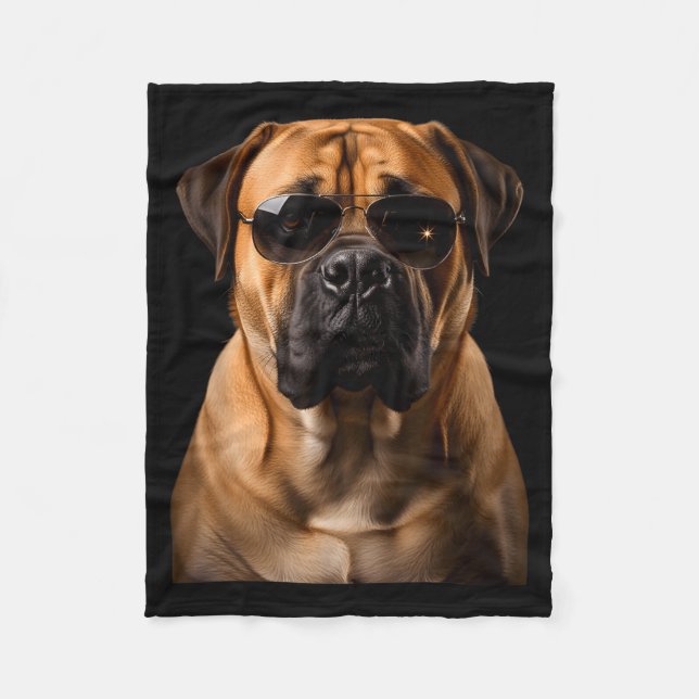 Cool Dog Sungles Bullmastiff Funny Look  Fleece Blanket (Front)