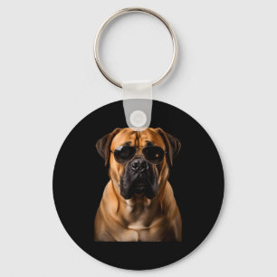 Cool Dog Sungles Bullmastiff Funny Look Keychain