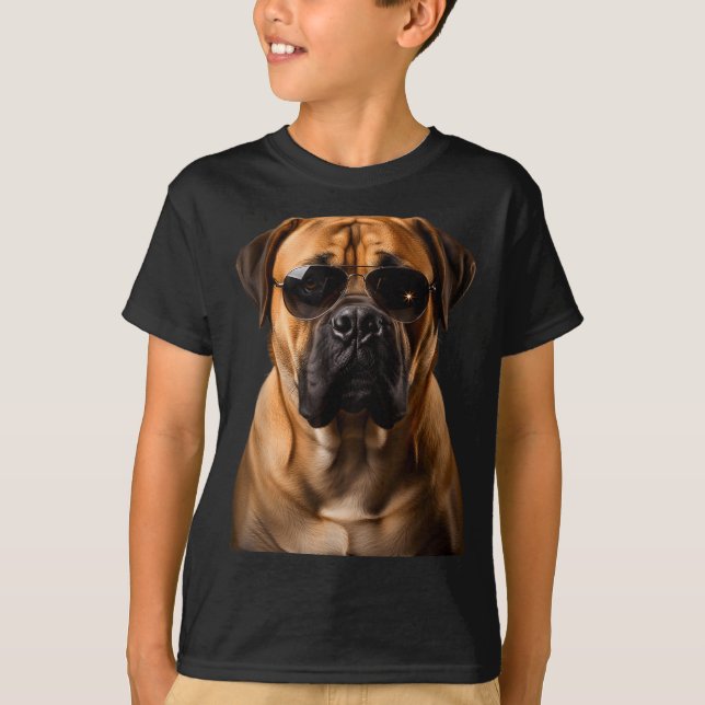 Cool Dog Sungles Bullmastiff Funny Look  T-Shirt (Front)