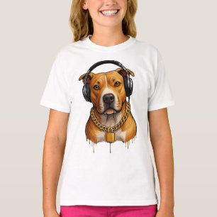 Cool Dog with Headphones and Gold Chain – Urban St T-Shirt