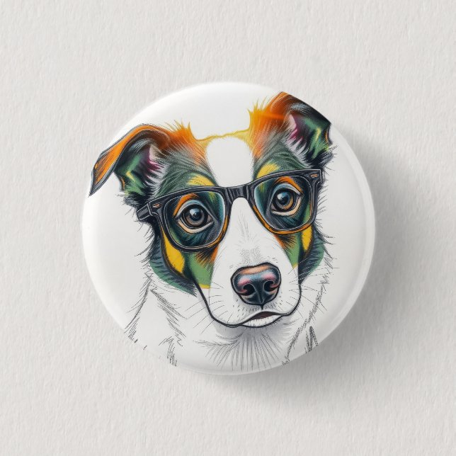 Cool Dog with Sunglasses 1 Inch Round Button (Front)