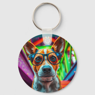 Cool Dog with Sunglasses Keychain