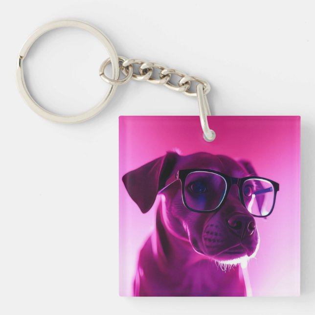 Cool Dog with Sunglasses Keychain (Front)
