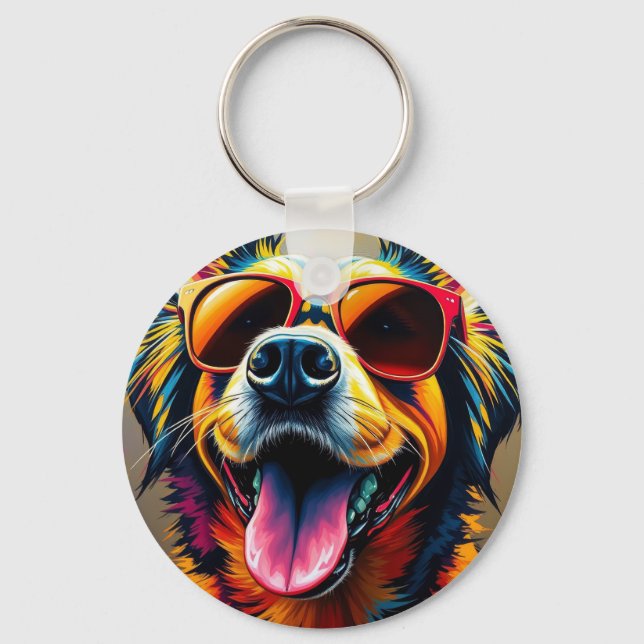 Cool Dog with Sunglasses Keychain (Front)