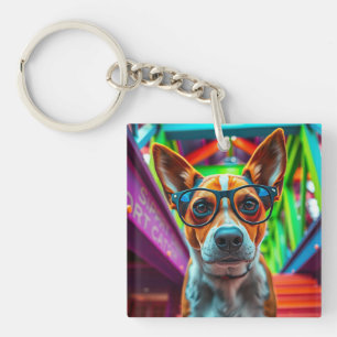 Cool Dog with Sunglasses Keychain