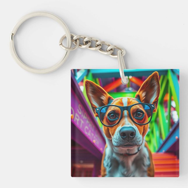 Cool Dog with Sunglasses Keychain (Front)