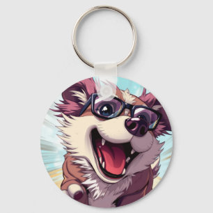 Cool Dog with Sunglasses Keychain