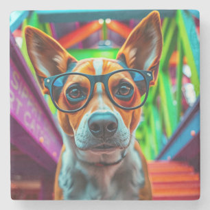 Cool Dog with Sunglasses Stone Coaster