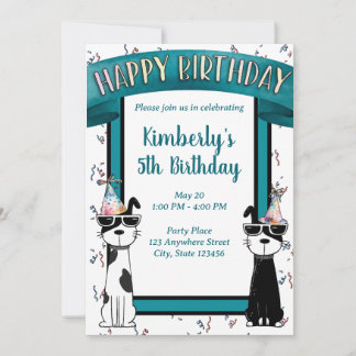 Cool Dogs Happy Birthday Invitation