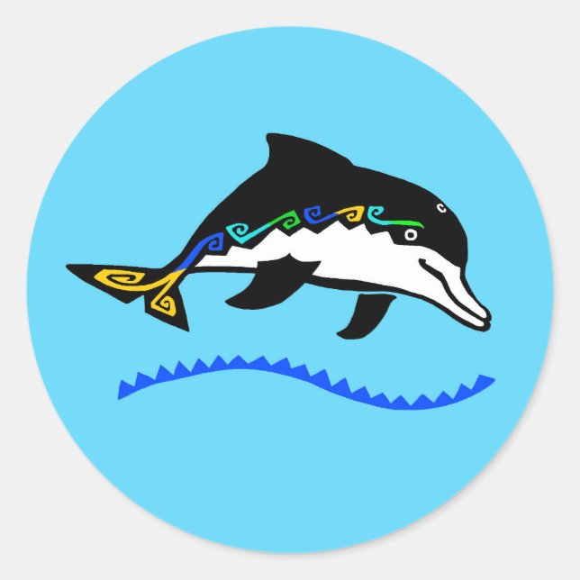 Cool DOLPHIN - Original graphic - Ocean wildlife Classic Round Sticker (Front)