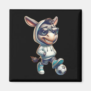 Cool Donkey Soccer Player With Shades And Hoodie V Magnet