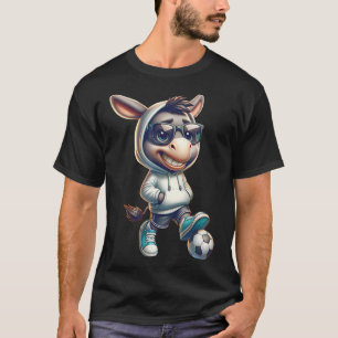 Cool Donkey Soccer Player With Shades And Hoodie V T-Shirt