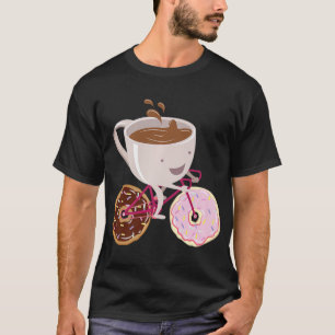 Cool Donut Coffee Bicycle Hand Drawn Premium T-Shirt