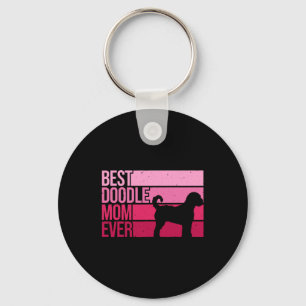Cool Doodle Mom Art Women Girl Aussiedoodle Golden Keychain