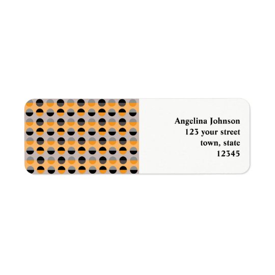 Cool Dots Orange Black Stylish Girl Modern Chic Return Address Label